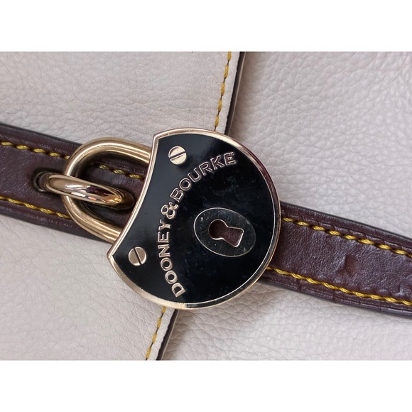 Dooney Bourke Cream Pebble Leather Lock Crossbody Bag - Picture 7 of 16